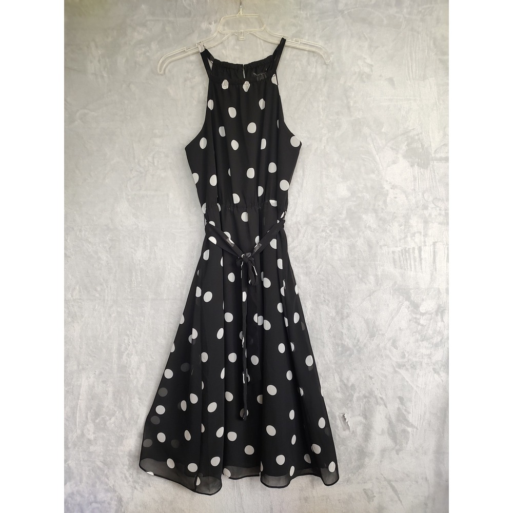 Banana Republic Womens Black White Polka Dot Halter Midi Dress Size 4 NWT - Picture 6 of 7